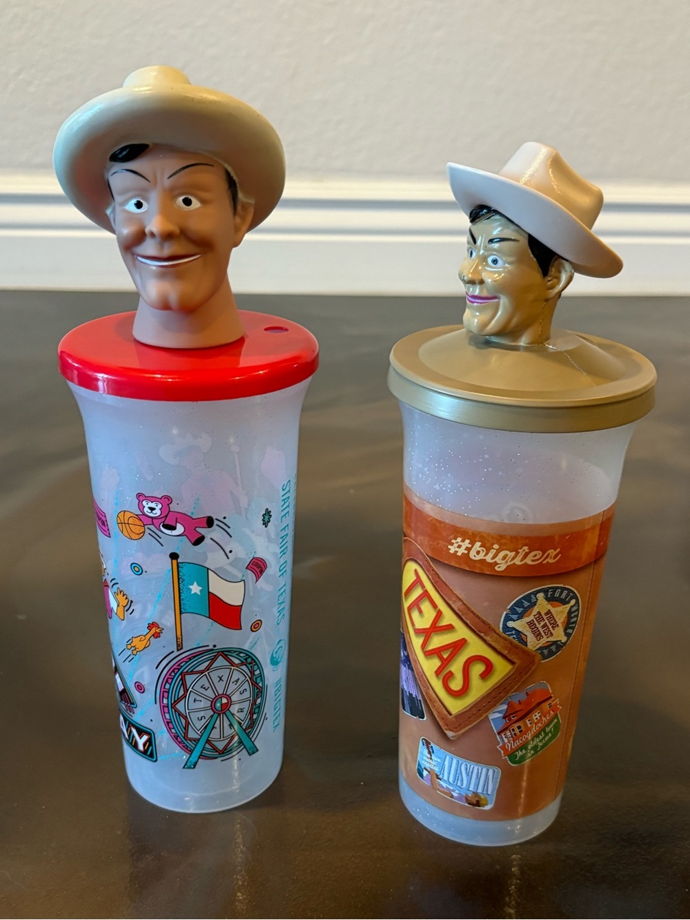 State Fair of Texas Big Tex Dallas TX Plastic 3D Drinking Cups Western Set of 2